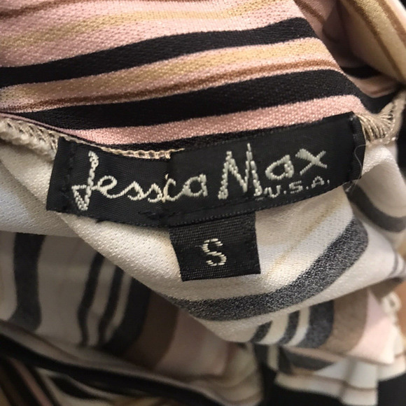 Jessica Max Top Womens Size S Small Striped Tie Cap Short Sleeves Business Work - Picture 5 of 5